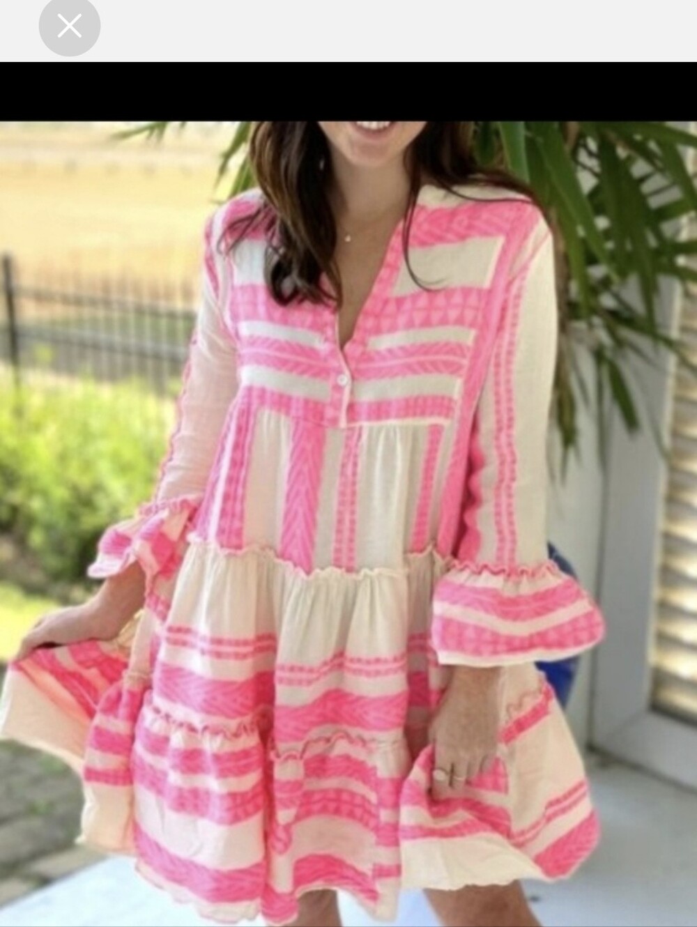 Women’s Pink & Cream Tiered Ruffle Beach Tunic — Lightweight Cover-Up